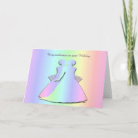 Pastel Pride Lesbian Wedding Card for Gay Brides