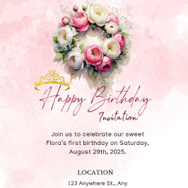 Pastel Princess 15 Quinceañera Birthday Einladung