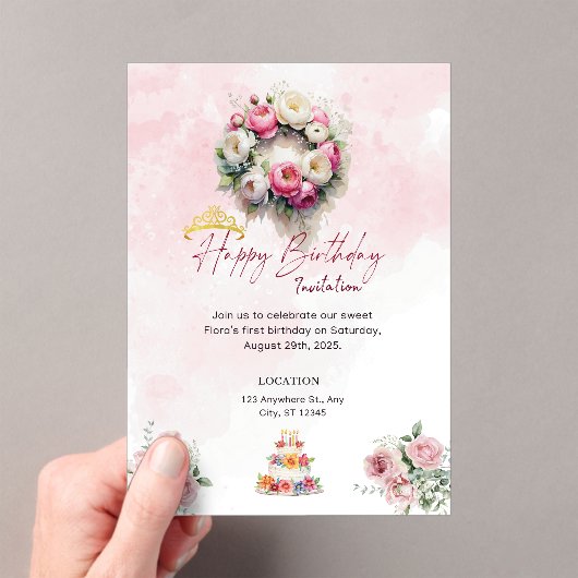 Pastel Princess 15 Quinceañera Birthday Einladung (Insitu (Handheld))