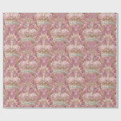 Pastel Princess Crowns Damask Pearls Geschenkpapier (Flach)