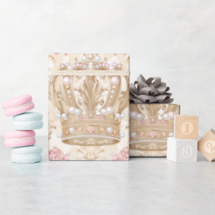 Pastel Princess Crowns Damask Pearls Geschenkpapier