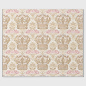 Pastel Princess Crowns Damask Pearls Geschenkpapier (Flach)