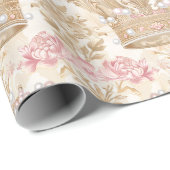 Pastel Princess Crowns Damask Pearls Geschenkpapier (Rolleneckpunkt)