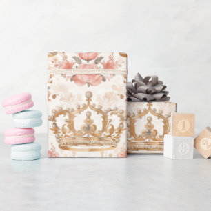 Pastel Princess Crowns Damask Pearls Geschenkpapier