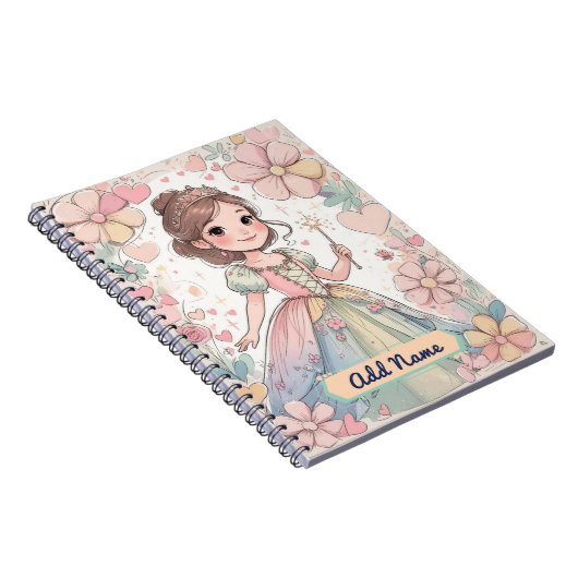 Pastel Princess Notebook - Editierbarer Name Notizblock (Rechte Seite)