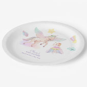 Pastel Princess Unicorn Kinderdusche Pappteller (Schrägansicht)