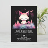 Pastel Printable Cat Birthday Einladung (Stehend Vorderseite)