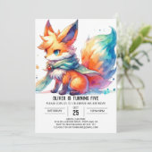 Pastel Printable Fox Birthday Einladung (Stehend Vorderseite)