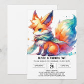 Pastel Printable Fox Birthday Einladung (Vorne/Hinten)