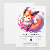 Pastel Printable Fox Birthday Einladung (Vorne/Hinten)