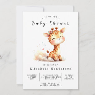 Pastel Printable Giraffe Babydusche Einladung