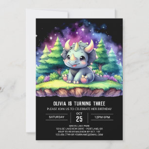 Pastel Printable Triceratops Geburtstag Einladung