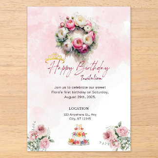 Pastel-Prinzessin 15 Quinceañera-Birthday-Einladun Acryleinladungen
