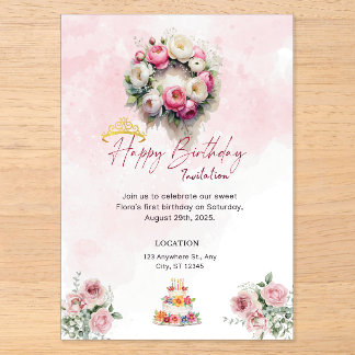 Pastel-Prinzessin 15 Quinceañera-Birthday-Einladun Acryleinladungen
