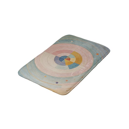 Pastel Prism: Rainbow Color Wheels Badematte (Schrägansicht)