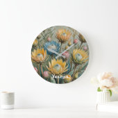 Pastel Protea Traumhaft: Elegante Blumen Große Wanduhr (Zuhause)