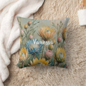 Pastel Protea Traumhaft: Elegante Blumen Kissen (Decke)