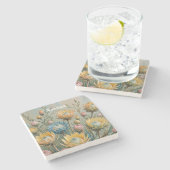 Pastel Protea Traumhaft: Elegante Blumen Steinuntersetzer (Seitenansicht)