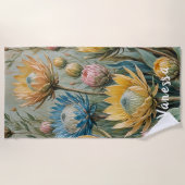Pastel Protea Traumhaft: Elegante Blumen Strandtuch (Vorderseite)