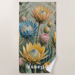 Pastel Protea Traumhaft: Elegante Blumen Strandtuch