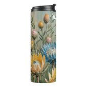 Pastel Protea Traumhaft: Elegante Blumen Thermosbecher (Nach links gedreht)