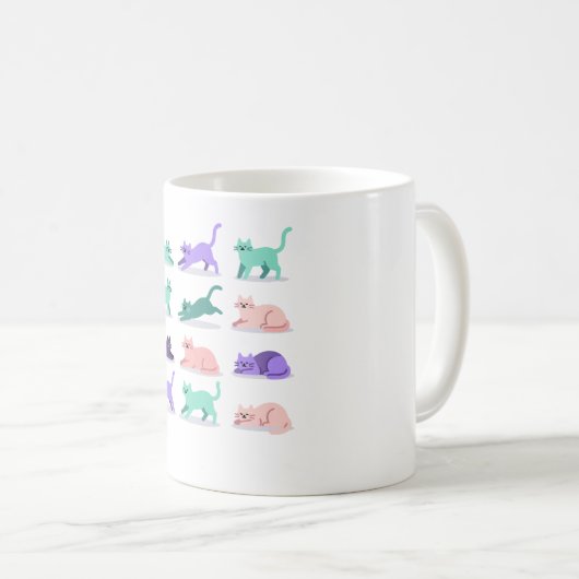 Pastel Prowl Cat Pattern Premium Tasse (VorderseiteRechts)