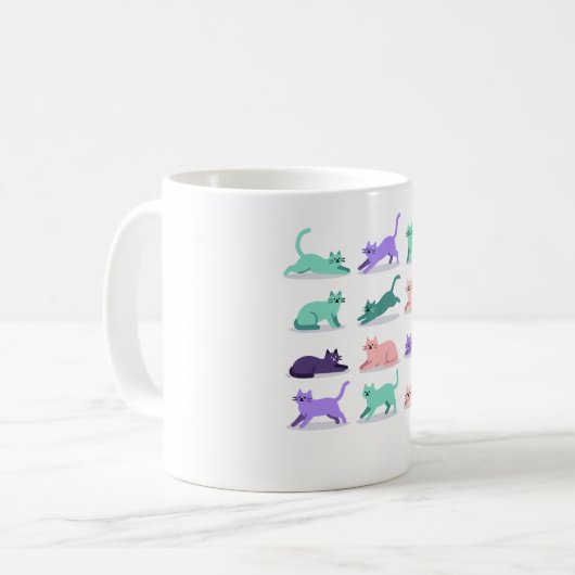 Pastel Prowl Cat Pattern Premium Tasse (Vorderseite Links)