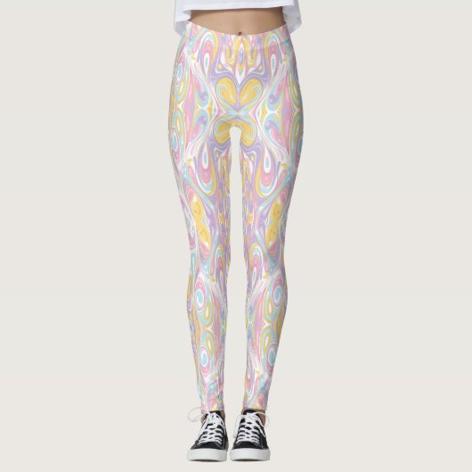 Pastel Psychedelic Pattern | Groovy Liquid Marble  Leggings (Vorderseite)