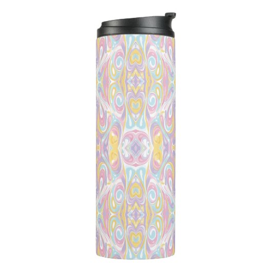 Pastel Psychedelic Pattern | Groovy Liquid Marble Thermosbecher (Nach links gedreht)