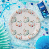 Pastel Pumpkin and Bow Gender Reveal Charger Plate Pappteller (Party)