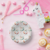 Pastel Pumpkin and Bows Gender Reveal Paper Bowl Pappteller (Party)