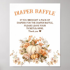 Pastel Pumpkin Fall Babydusche Windel Raffle Zeich Poster