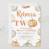 Pastel Pumpkin Fall Gender Neutral 2. Geburtstag Einladung (Vorderseite)