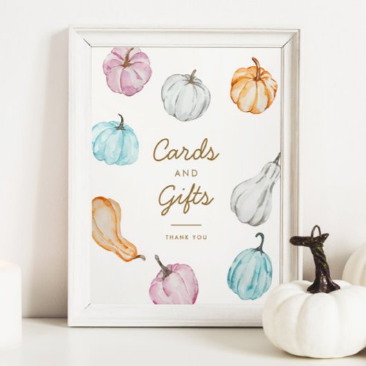 Pastel Pumpkin Fall Kinderduschkarten & Geschenkss Poster