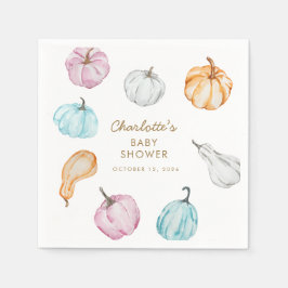 Pastel Pumpkin Gender Neutral Fall Baby Shower Serviette