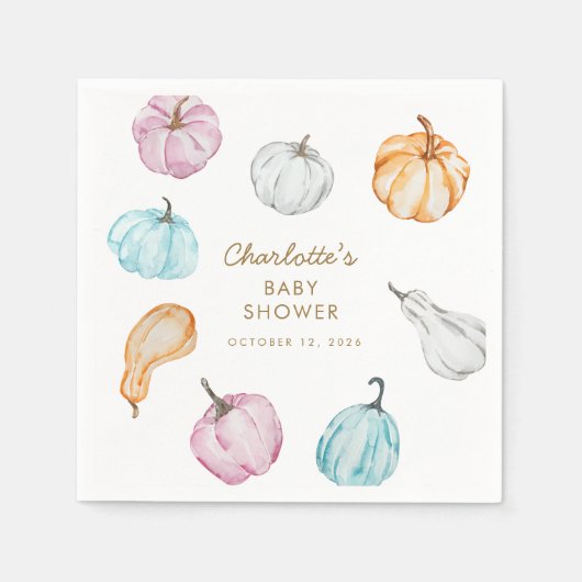 Pastel Pumpkin Gender Neutral Fall Baby Shower Serviette (Vorderseite)