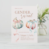 Pastel Pumpkin Gender Reveal Fall Einladung (Stehend Vorderseite)