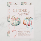 Pastel Pumpkin Gender Reveal Fall Einladung (Vorne/Hinten)