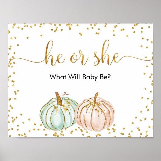 Pastel Pumpkin Gender Reveal Welcome Poster (Vorne)