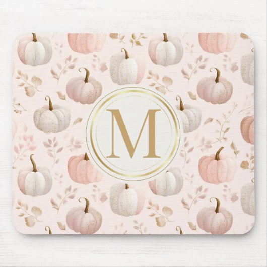 Pastel Pumpkin Monogram - Personalisiert Initial Mousepad (Vorne)