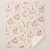 Pastel Pumpkin Monogram - Personalisiert Initial Sherpadecke (Vorderseite)