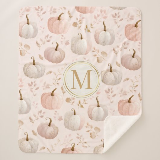 Pastel Pumpkin Monogram - Personalisiert Initial Sherpadecke (Vorderseite)