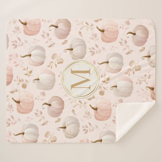 Pastel Pumpkin Monogram - Personalisiert Initial Sherpadecke (Vorderseite (Horizontal))
