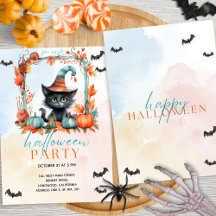Pastel Pumpkin Patch Black Cat Halloween-Party