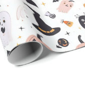 Pastel Pumpkin und Halloween-Kreaturen Geschenkpapier (Rolleneckpunkt)