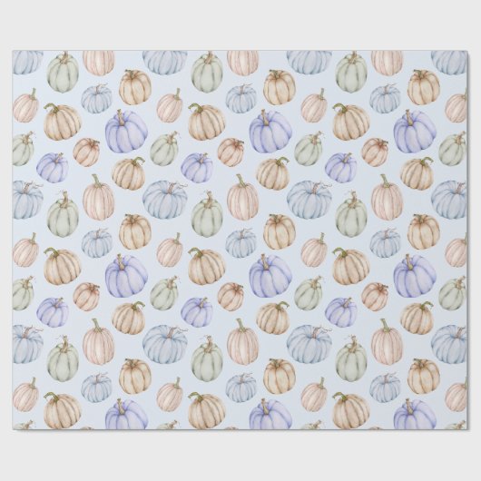 Pastel Pumpkins auf Blue Geschenkpapier (Flach)