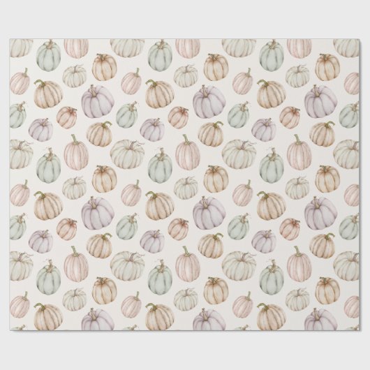 Pastel Pumpkins auf Ivory Wrapping Paper Geschenkpapier (Flach)