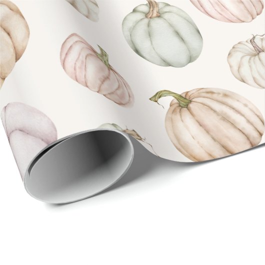 Pastel Pumpkins auf Ivory Wrapping Paper Geschenkpapier (Rolleneckpunkt)