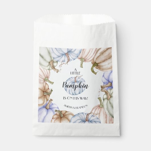 Pastel Pumpkins Blue Boy Baby Dusche Geschenktütchen (Vorderseite)