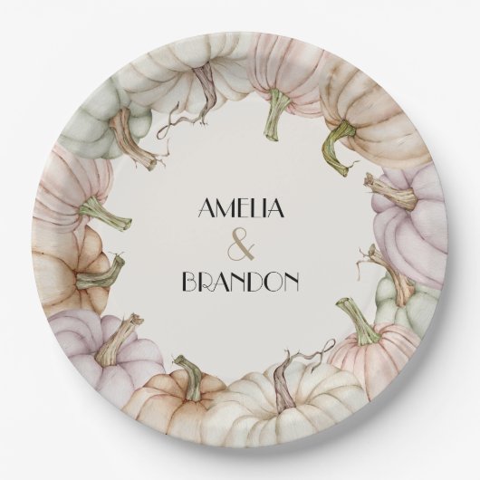 Pastel Pumpkins Fall Pappteller (Vorderseite)